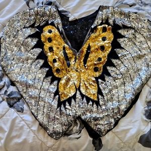 Vintage sequence silk top